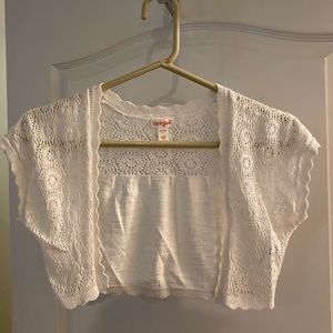 Girls white cardigan, sz 7/8, perfect for Easter dress
